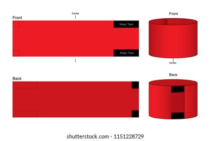 Blank Red Armband Pattern Template on White Background.Front and Back View, Vector File.