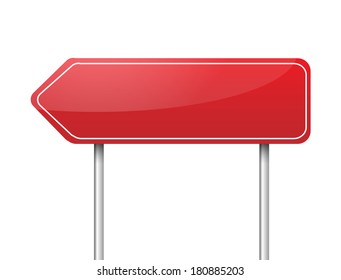 Blank red arrow road sign vector