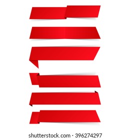 Blank red banners with shadows, vector eps10 illustration