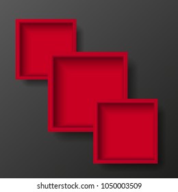 Blank of red box top view. Vector.