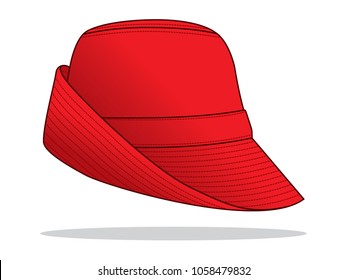 Blank Red Bucket Hat Vector Fold Stock 