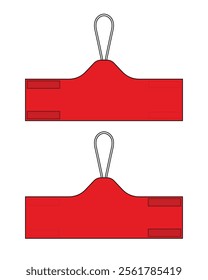 Blank Red Captain Armband Pattern for Vertical Emphasis Template on White Background. Front and Back Views, Vector File.