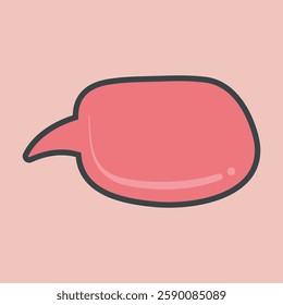blank red chat bubble sign with outline flat vector design.