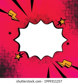 Blank red comic bubble banner design concept