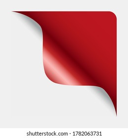 Blank red curled corner with shadow