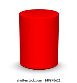 Blank red cylinder on white background 