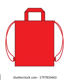 Blank Red Drawstring Bag With Handle Vector For Template.