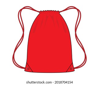 Blank Red Drawstring Bag Template Vector On White Background