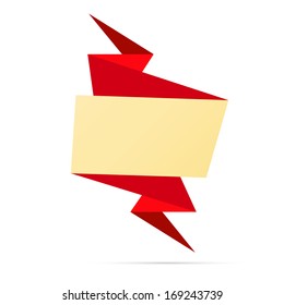 The blank red folded label / The blank origami label / The label