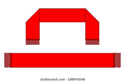 Blank Red Football Fans Scarf Vector For Template