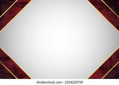Blank red and gold abstract background with white space, vector illustration