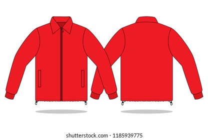 Blank Red Jacket With Fitted Stopper Vector for Template.Front And Back View.