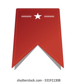 Blank red label with white star for add text on space . vector illustration .