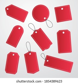 Blank red labels template. Price tags set. Vector illustration