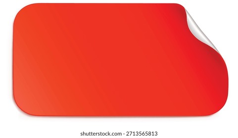 Blank red oval sticker label with peeling corner perfect for sales promotion or announcement graphics