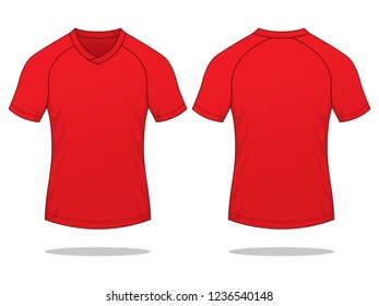 Blank Red Raglan Soccer Jersey Template On White Background.
Front and Back View, Vector File.