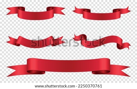 Blank red ribbons.Red ribbon banners.Vector illustration.