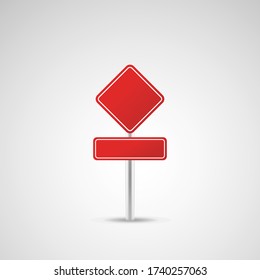 Blank red road sign or Empty traffic signs isolated on white background