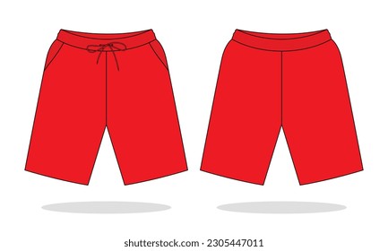 
Blank Red Running Shorts Pants Template On White Background.Front And Back View, Vector File.
