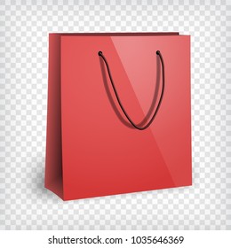 Blank red shopping paper bag mock up.  Vector illustration.