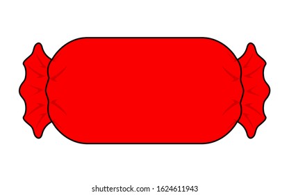 Blank Red Short Cylindrical Candy Pillow Vector For Template.