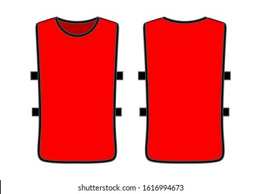 Blank Red Soccer Football Training Vest Template on White Background.Front and Back View, Vector File