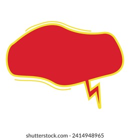 Blank red speech bubble isolated on a white background. Vector illustration of a thought balloon.