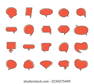 conjunto de ilustrações do vetor de bolha de fala vermelho em branco