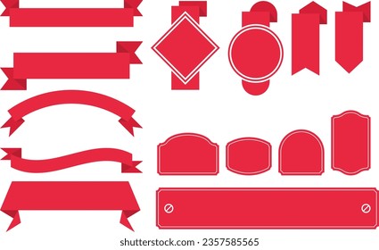 Pegatina roja en blanco, juego de rótulos