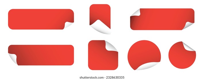 blank red sticker rectangle and circle blank sticker template