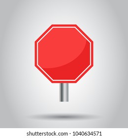 Blank red stop sign vector icon. Empty danger symbol vector illustration.