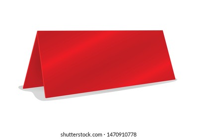 Blank red table name card. vector illustration