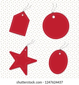 blank red tags set vector illustration image with different shapes