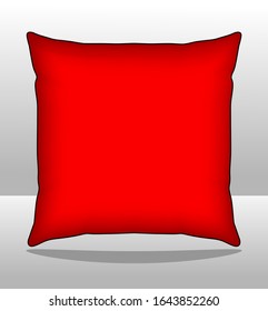 Blank Red Throw Square Pillow Vector For Template.