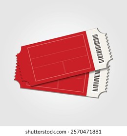 Blank red ticket template with clean edges, designed for concerts, events, or lottery coupons. Features editable sections for customization. Perfect for sleek, professional ticket designs.