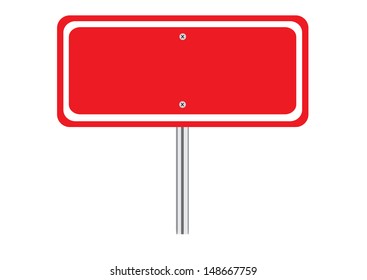 Blank Red Traffic Road Sign on White. Vector