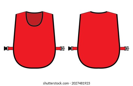 Blank Red Training Bib Vest Template on White Background.
Front and Back View, Vector File