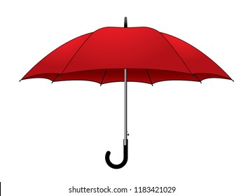 Blank Red Umbrella Rain Template On White Background, Vector File