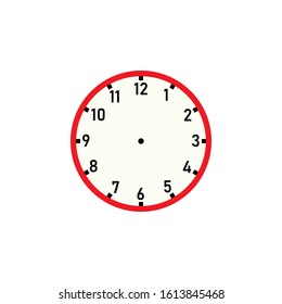 Blank red wall clock. Clipart image isolated on white background