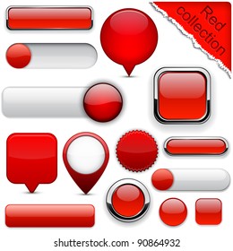 Blank red web buttons for website or app. Vector eps10.