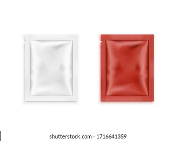 Blank Red And White Packaging Mayonnaise And Tomato Ketchup. EPS10 Vector