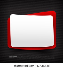 Blank red and white speech bubble tag layered with shadow vector illustration