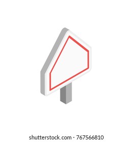 blank regulatory road sign icon. red color. pentagon shape. isometric vector illustration on white background. 