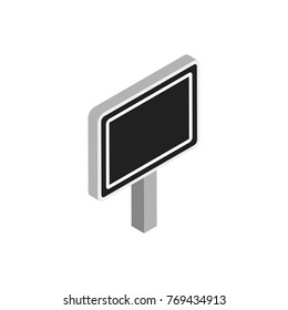 blank regulatory road sign icon. black and white color. rectangle shape. isometric vector illustration on white background. 