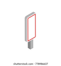 blank regulatory road sign icon. red color. rectangle shape. isometric vector illustration on white background. 