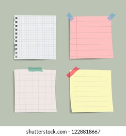 Blank reminder paper notes vector set