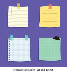 Blank reminder paper notes vector set collection