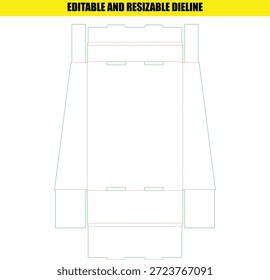Modelo de Dieline Redimensionável em Branco para Design de Embalagem de Caixa de Cartão Personalizável