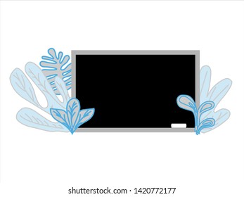 Blank retro class blackboard with chalk piece. Empty black chalkboard vector illustration for education concept. Blackboard for school, chalkboard for classroom