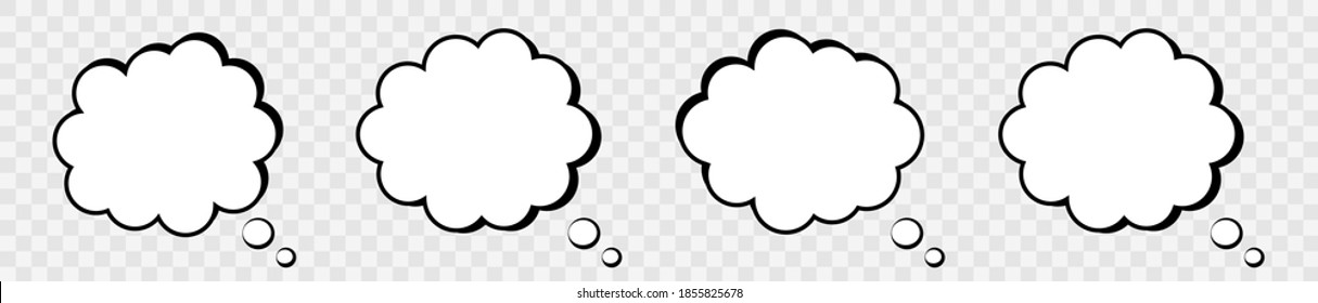 Blank retro comic speech bubble. Set clouds isolated on gray background. Vector design elements for your project, eps10.